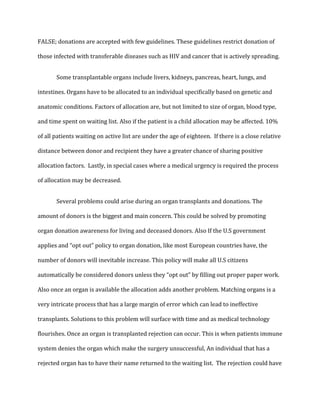 Реферат: Organ Donation Essay Research Paper Why You